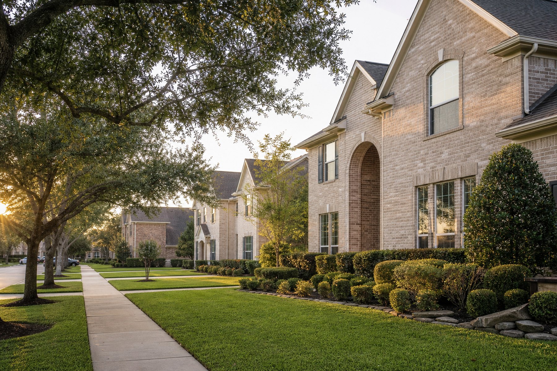 A tree lined street in Katy, Texas
